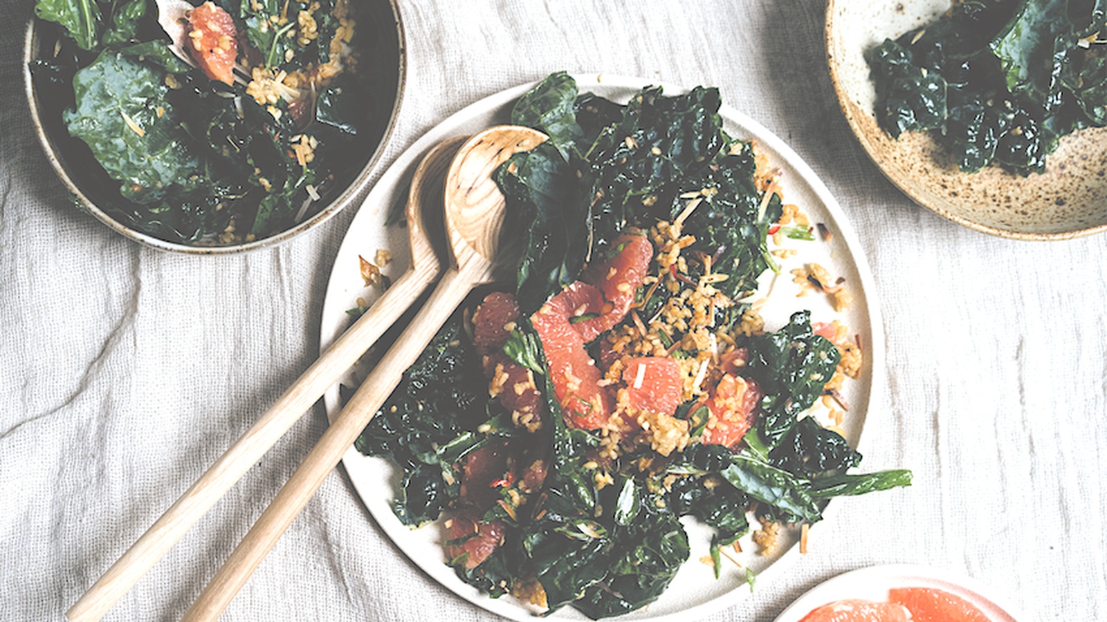Spicy Kale, Red Grapefruit and Crispy Rice Salad