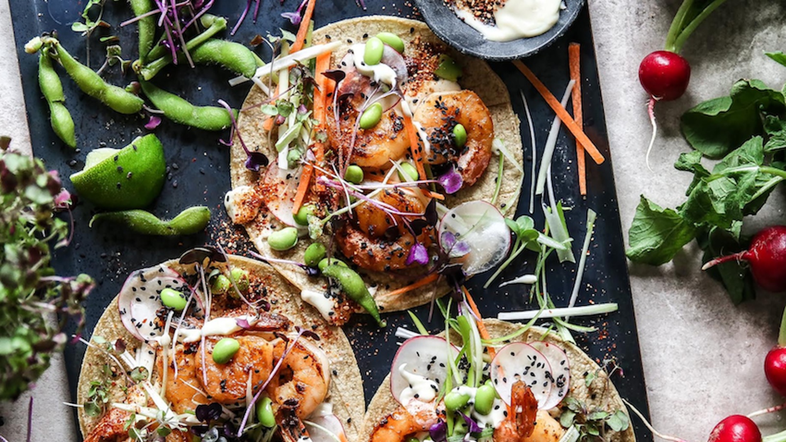 Miso and Ginger Prawn Tacos