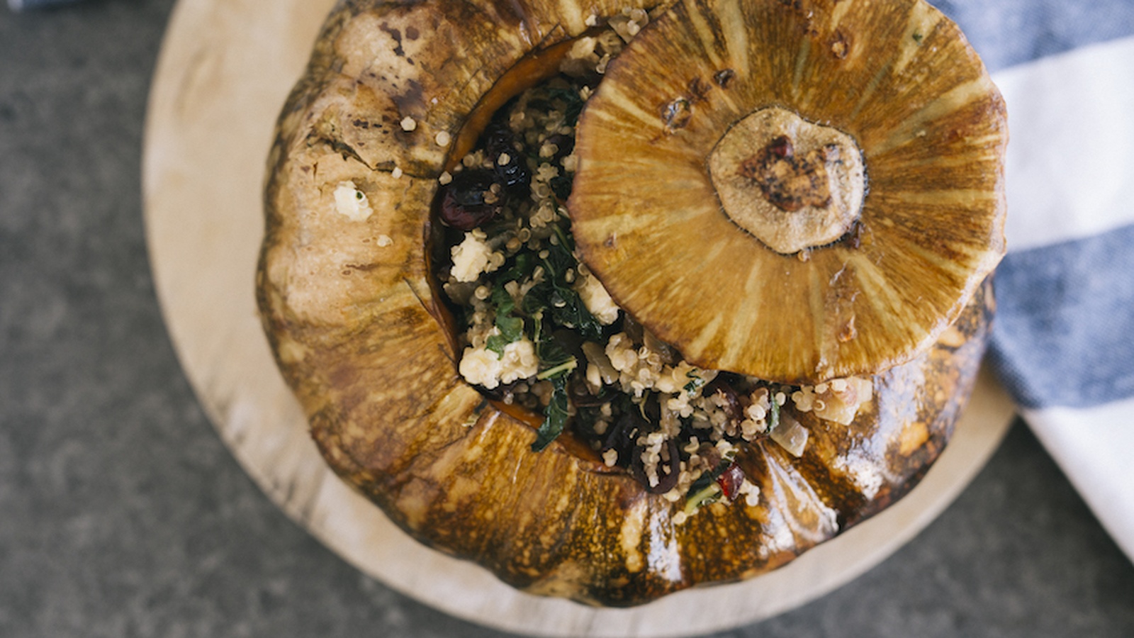 Quinoa, Cranberry & Feta Stuffed Pumpkins (Thanksgiving Recipe)