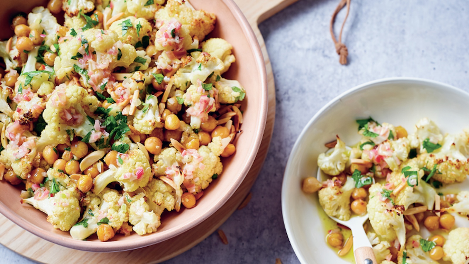 Roasted Cauliflower Chickpea & Almond Salad