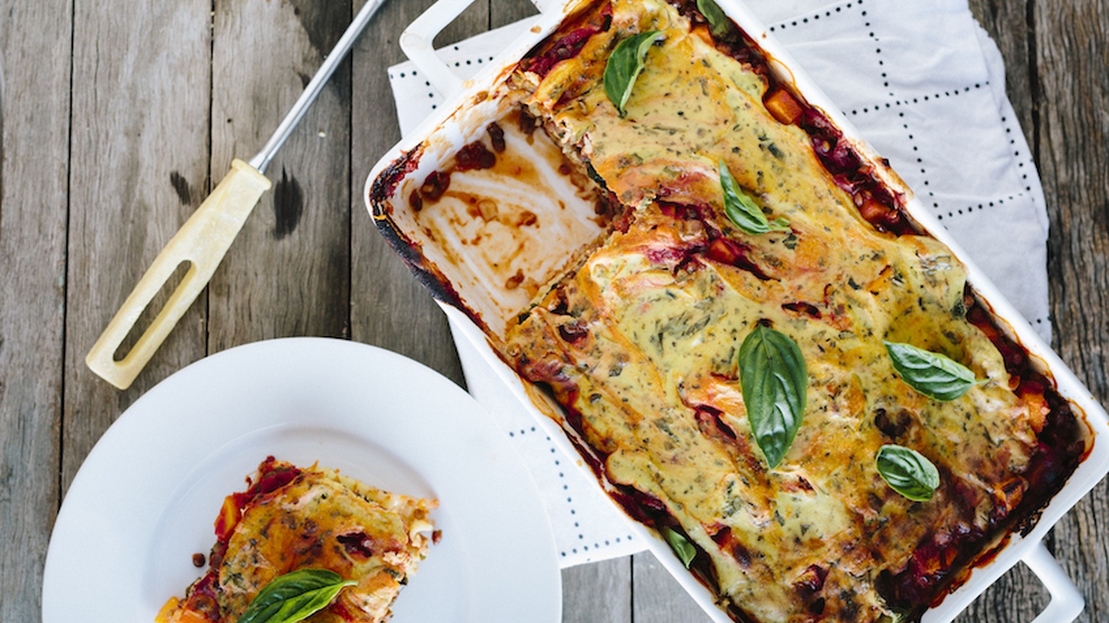 Vegan Pumpkin & Spinach Lentil Lasagne