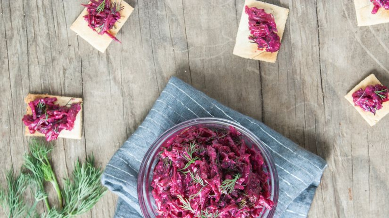 Beet Tzatziki with Garlicky Almond Meal Crackers (Recipe)