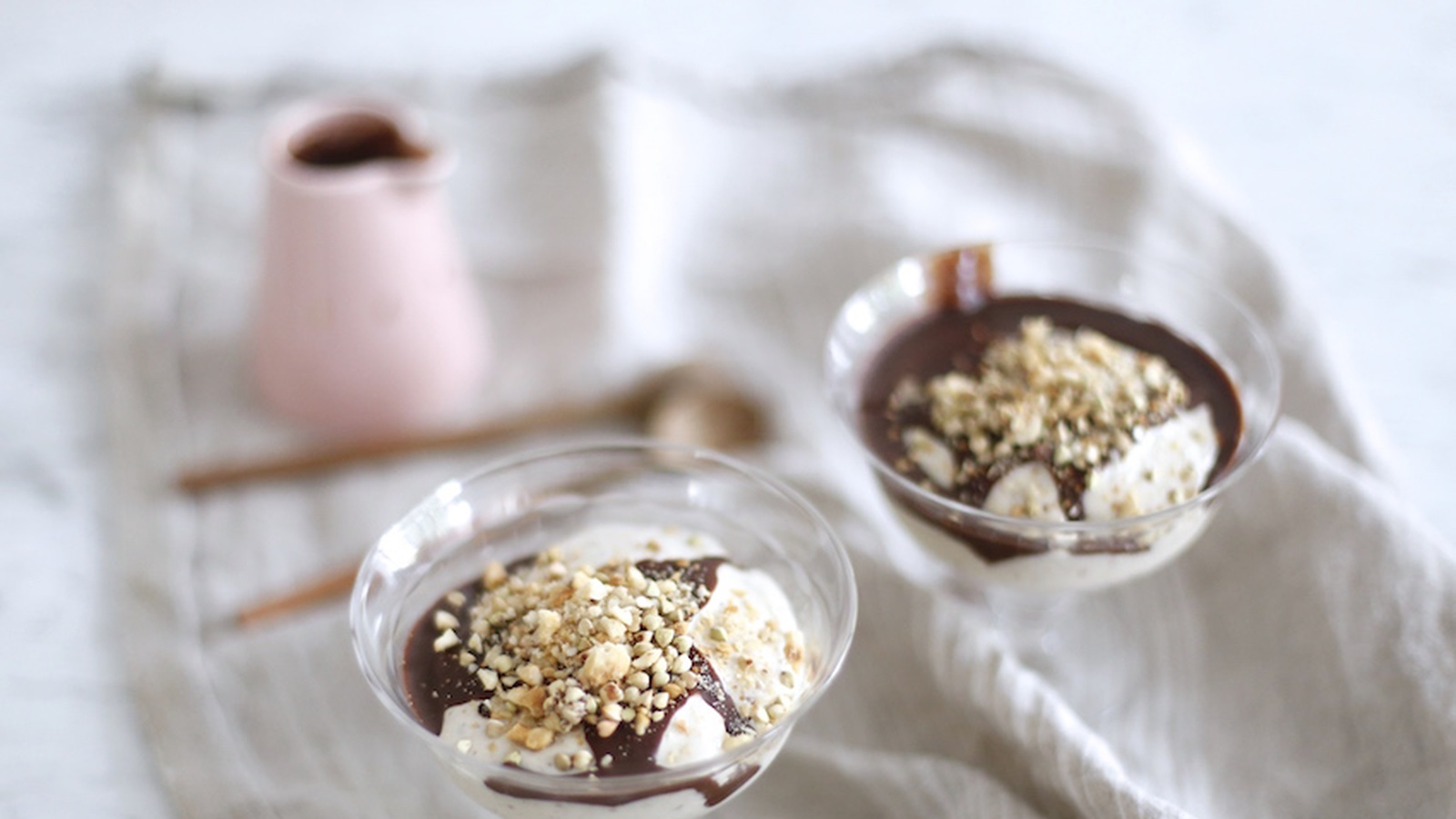 Salted Caramel Nice Cream with Hot Cacao Sauce