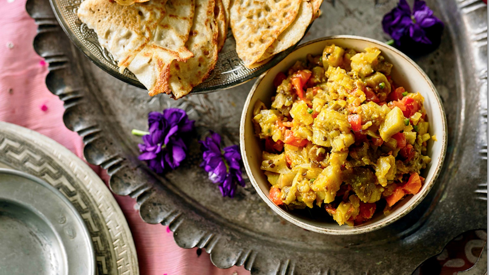 Eggplant Bharta Recipe With Indian Dosas