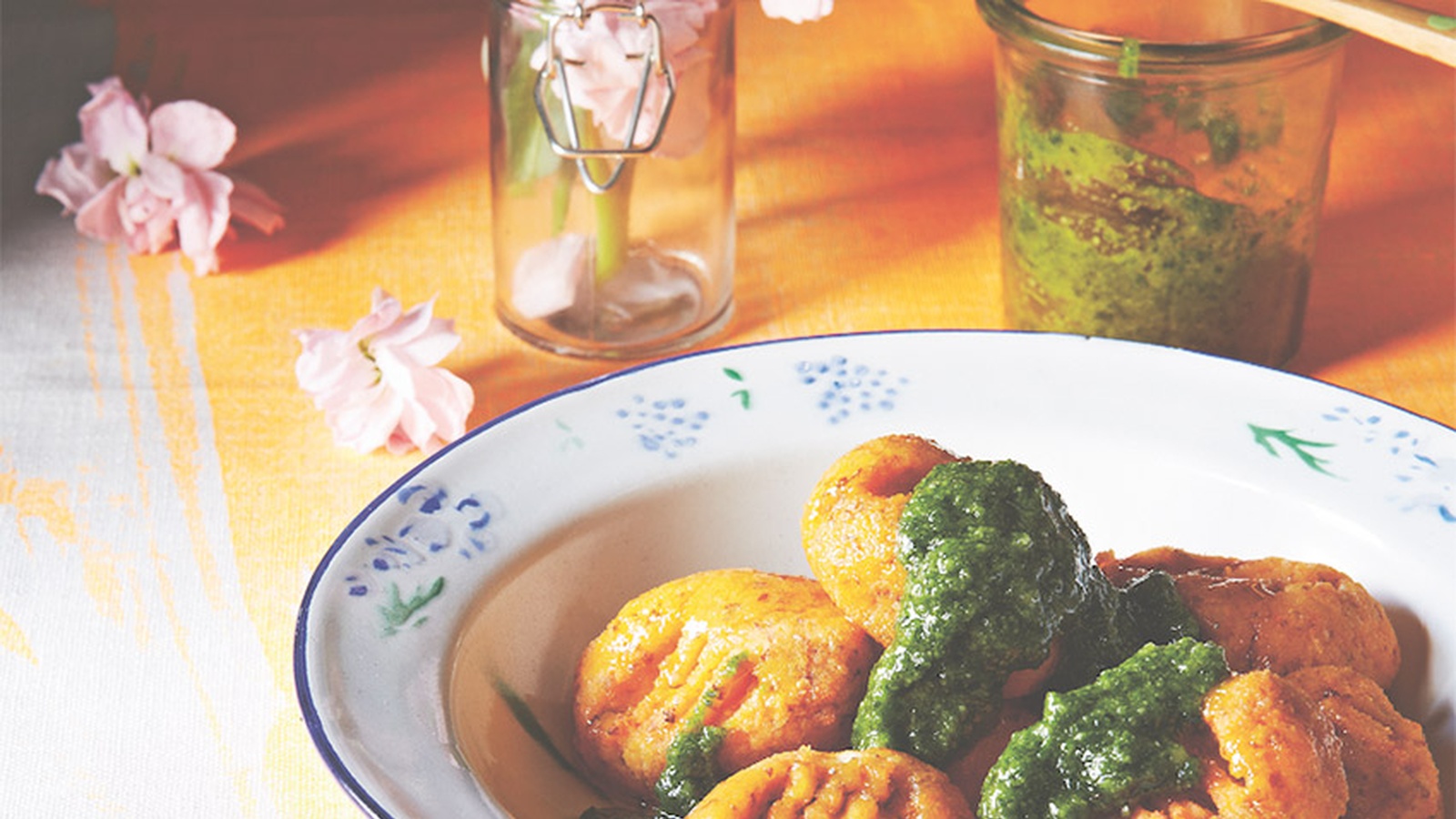 Sweet Potato Gnocchi With Kale Pesto And Pine Nuts