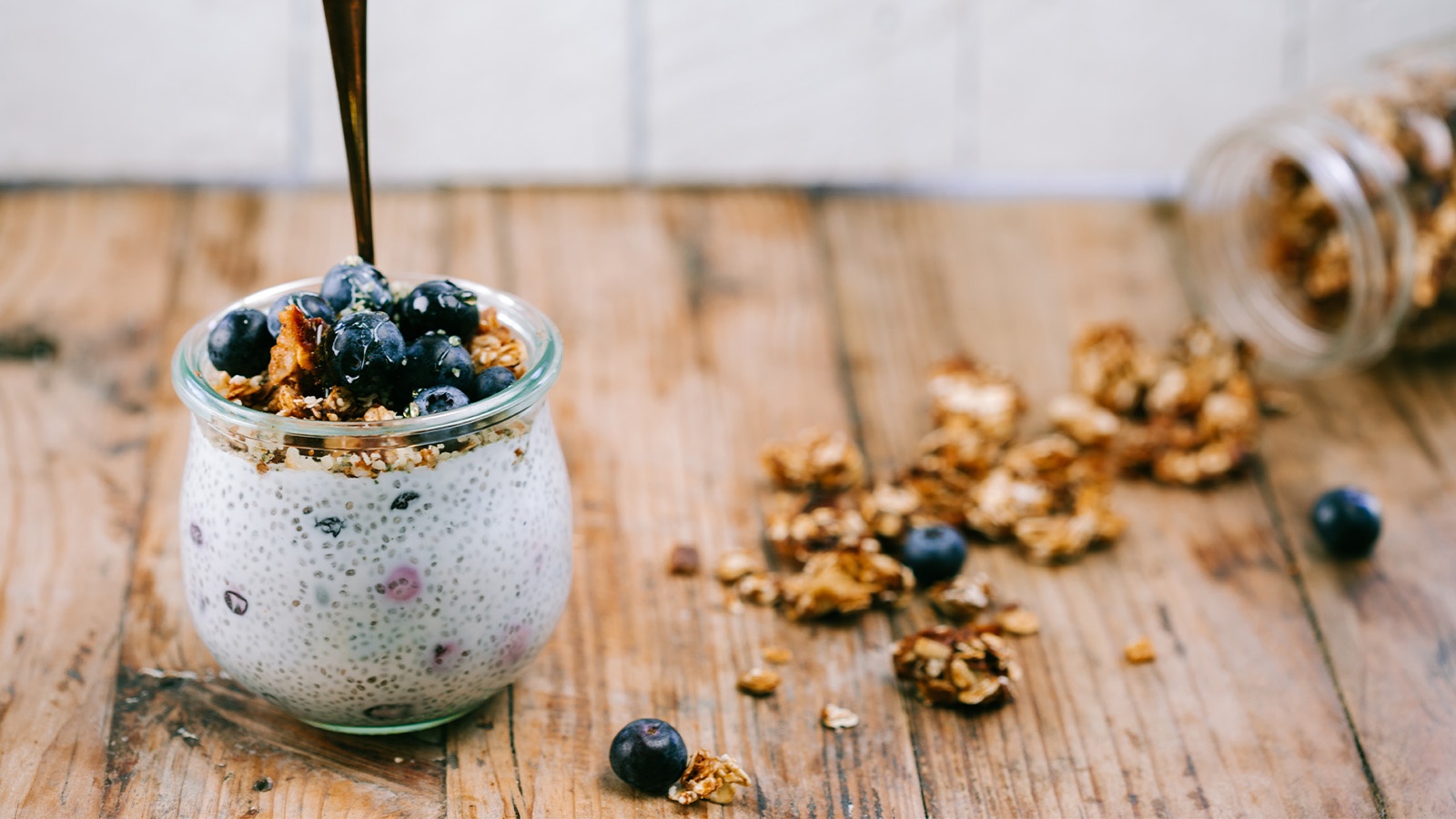Coconut Blueberry Chia Pudding with Granola