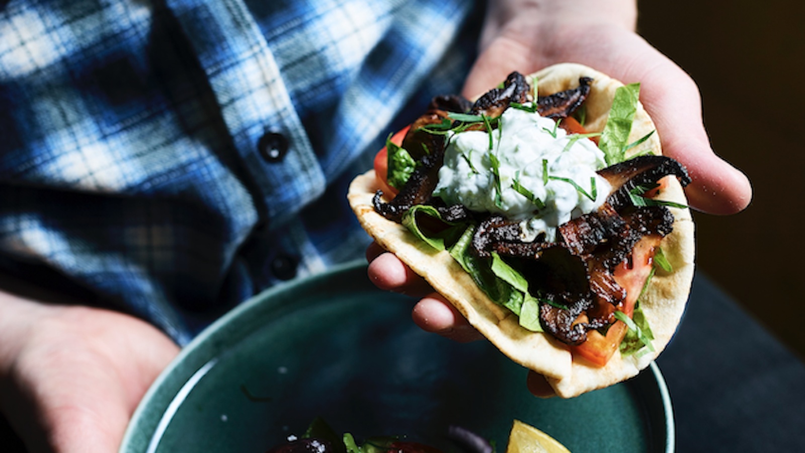 Mushroom Gyros with Tzatziki