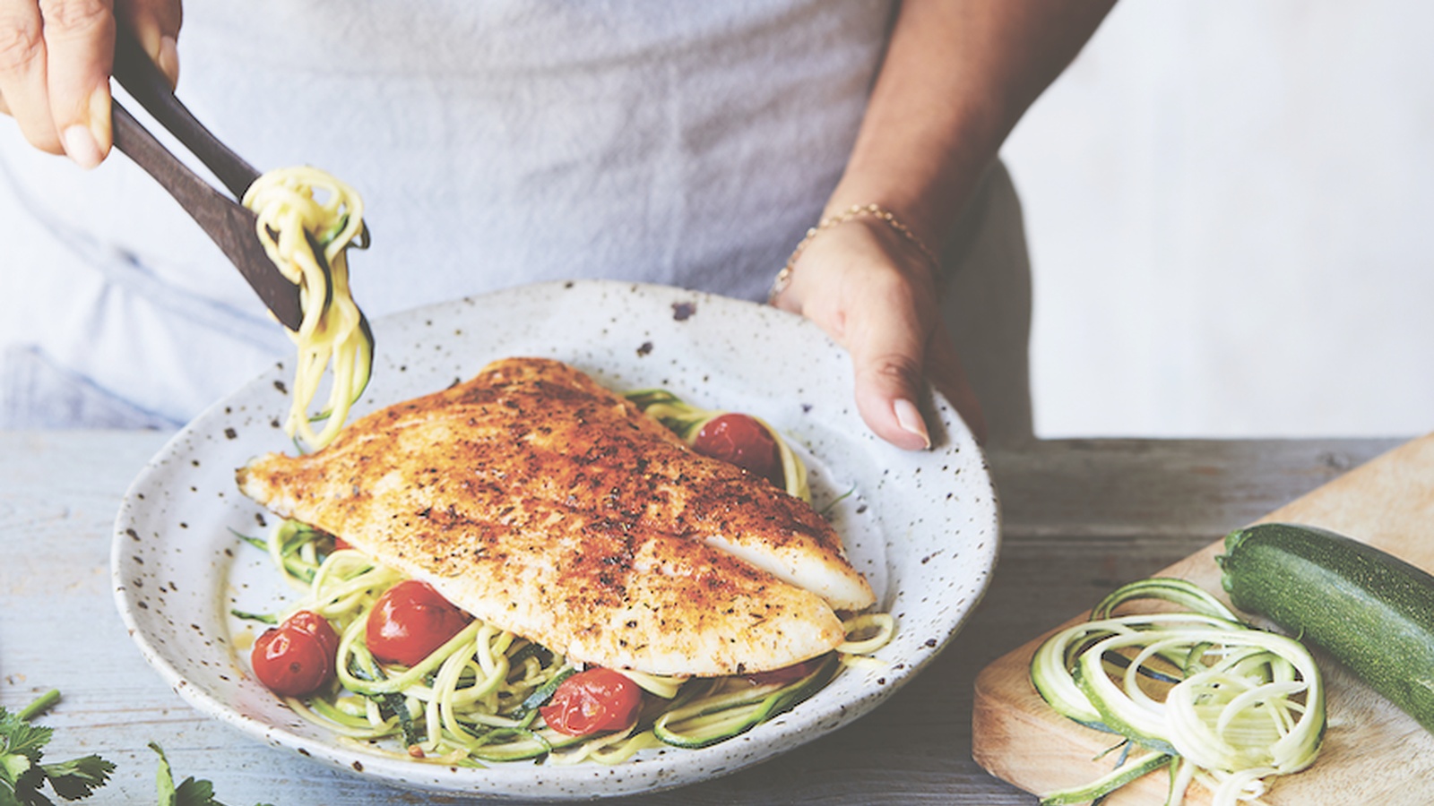 Spiced Fish with Zucchini Noodles