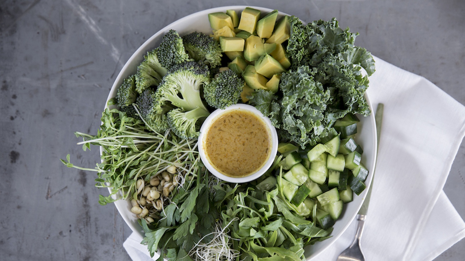 Green Gratitude Bowl With Turmeric & Tahini Dressing