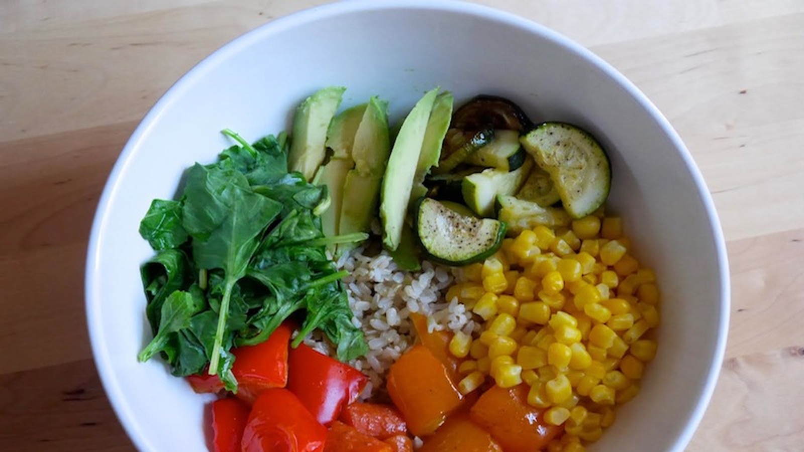 Rainbow Rice Bowl with Pesto Dressing