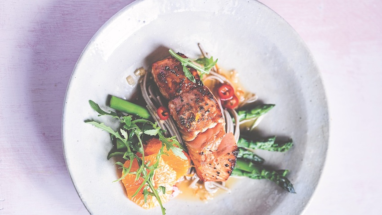 Honey Tamari Salmon with Citrus Soba Noodles