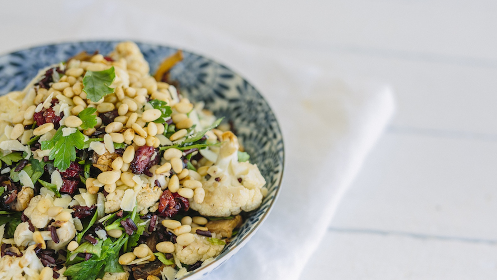 Roasted Cauliflower, Mushroom & Wild Rice Salad