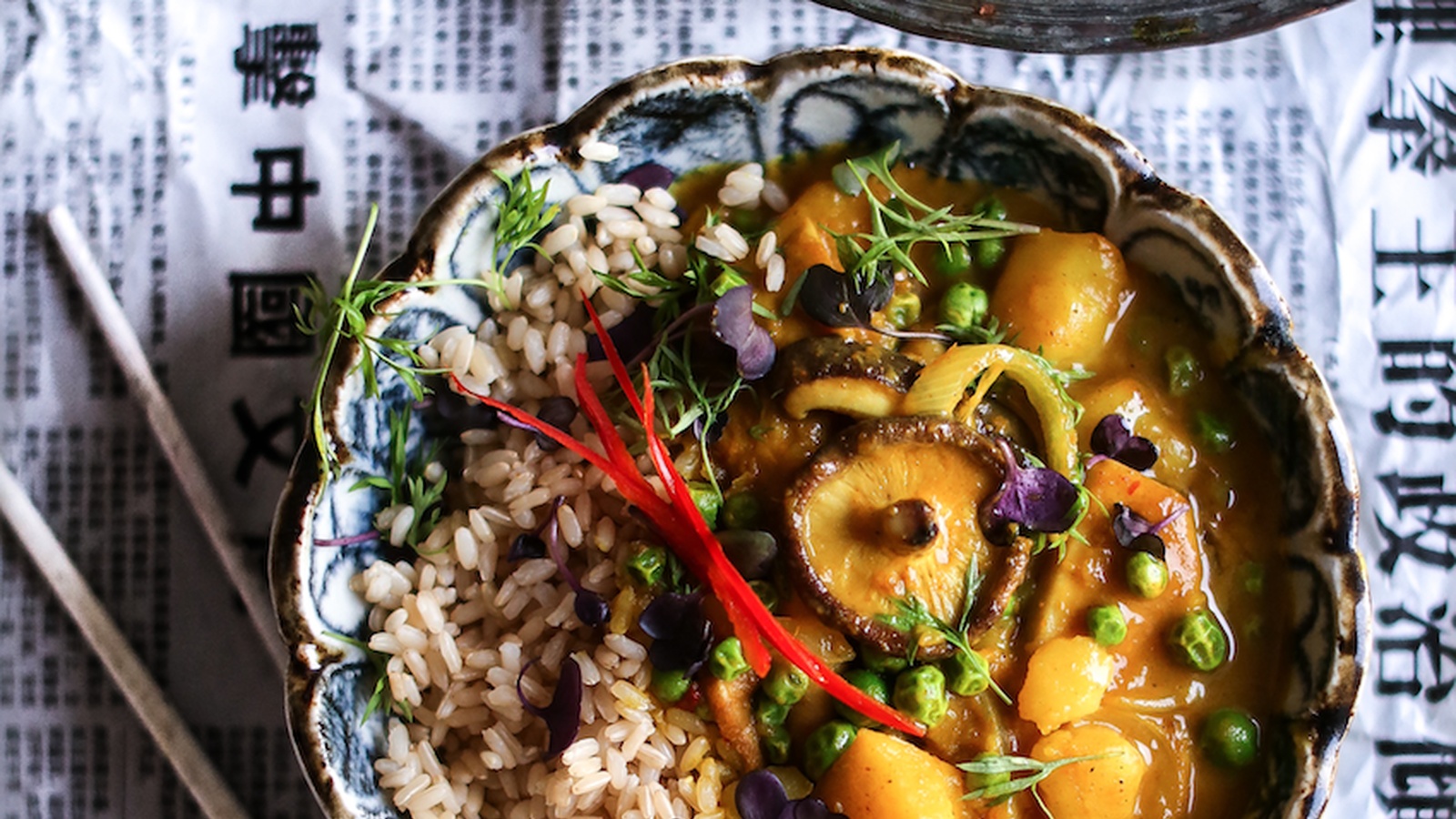 Chinese Potato, Pea and Mushroom Curry