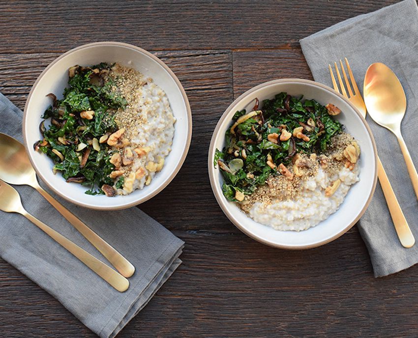 Savory Steel Cut Oats With Shitake, Kale & Walnuts FOOD MATTERS®