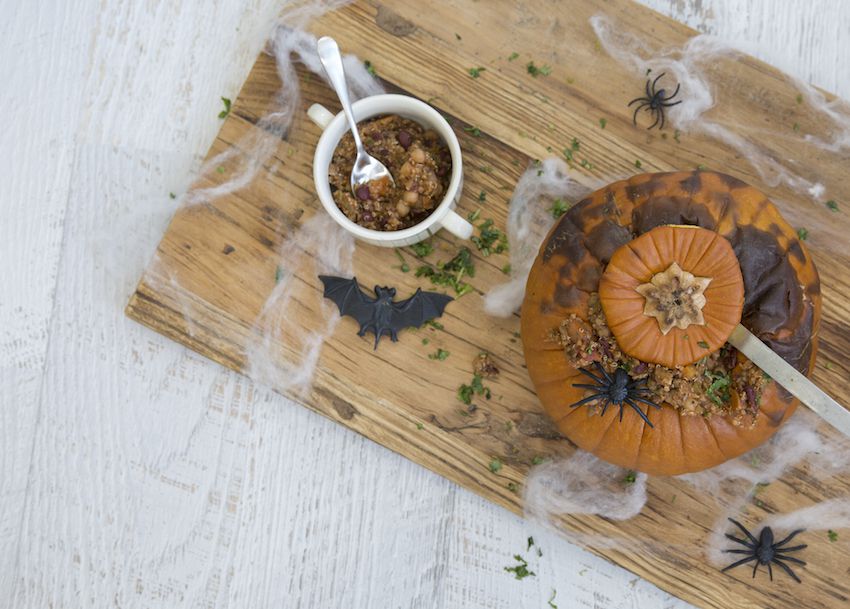 Quinoa Chili In A Pumpkin Cauldron | FOOD MATTERS®
