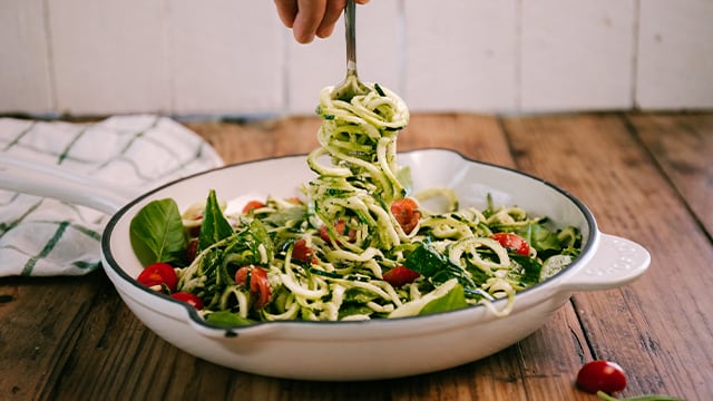 Zucchini Linguine with Basil Pesto