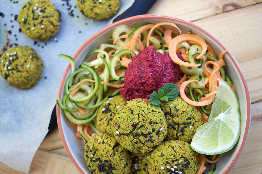 Turmeric & Kale Falafels With Zoodles | FOOD MATTERS®