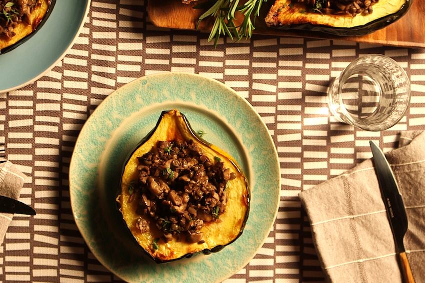 Lentil And Mushroom Stuffed Acorn Squash | FOOD MATTERS®