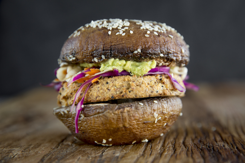 Portobello Mushroom Burgers With Spicy Cauliflower Patties FOOD MATTERS®