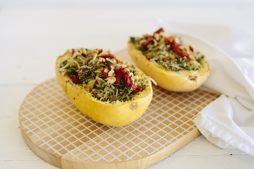 Spaghetti Squash Pasta With Super Green Kale & Broccoli Pesto | FOOD MATTERS®