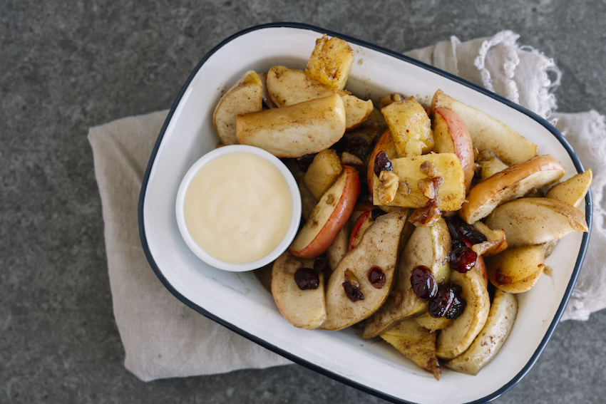 Spiced Fruit Bake With Homemade Vanilla Custard | FOOD MATTERS®